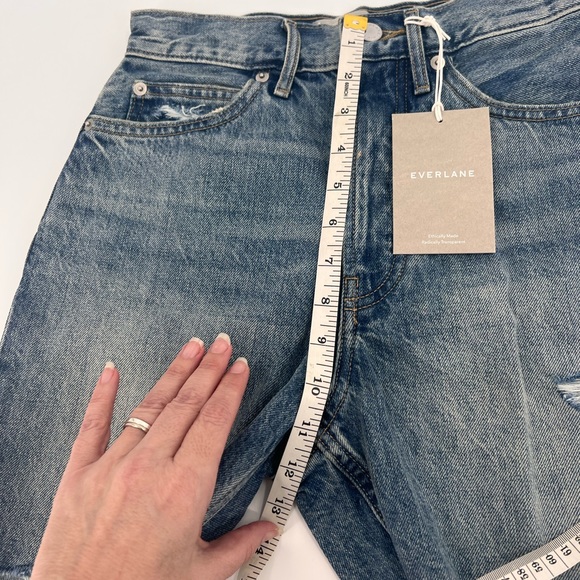 Everlane The Rigid Way High Jean Shorts Womens Size 25 Button Fly Distressed - Picture 3 of 12